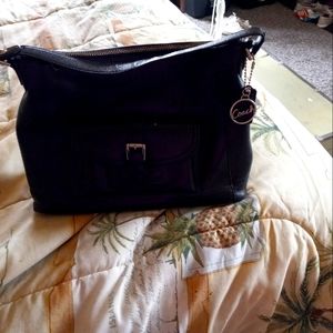 Black leather coach purse